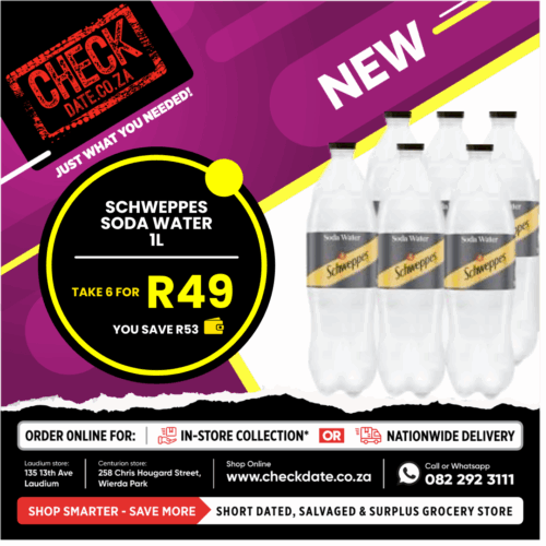 SCHWEPPES SODA WATER TAKE 6 DEAL - Image 1