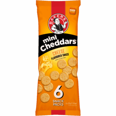 BAKERS MINI CHEDDAR CHEESE 33G X 6