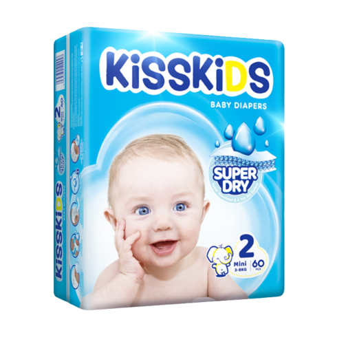 kisskids size 2 KISSKIDS DIAPERS SIZE 2 60` - Image 1
