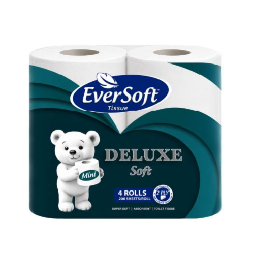 eversoft deluxe soft mini 4 rolls 200 sheets EVERSOFT DELUXE MINI 4ROLL 2PLY 200SH - Image 1