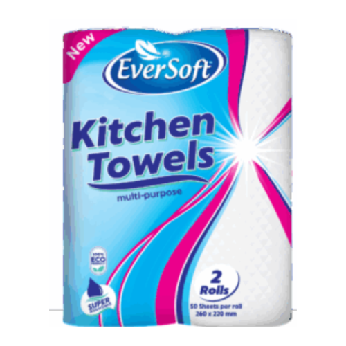 eversoft kitchen towels 2 rolls EVERSOFT KITCHEN TOWELS 2 ROLLS 50SH - Image 1