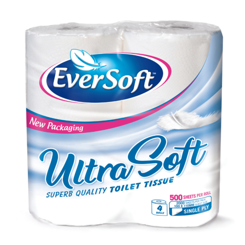 eversoft ultra soft 4 rolls 1ply 500 sheets EVERSOFT ULTRA SOFT 1PLY 4ROLLS 500SH - Image 1