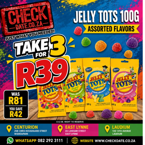JELLY TOTS 100G TAKE 3 DEAL - Image 1