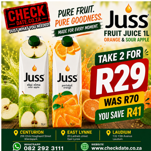 JUSS FRUIT JUICE 2 X 1L SPECIAL - Image 1