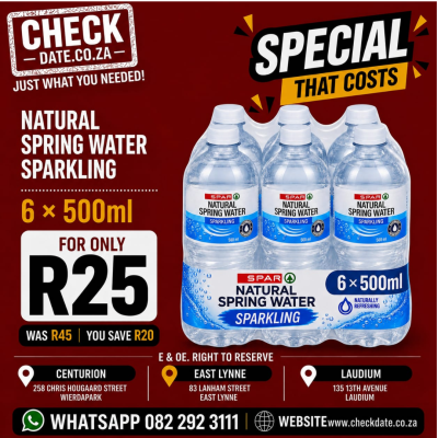 NATURAL SPRING WATER SPARKLING 6 X500ML