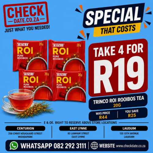 trinco roi 4 pack deal TRINCO ROI PURE ROOIBOS 20G TAKE 4 DEAL - Image 1